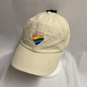 David & Young Rainbow Heart Pride Hat Tan One Size NWT Love Wins